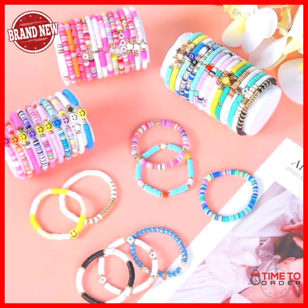 Clay Beaded Stretch Bracelets Stackable Bohemian Summer Beach Party Gift Set - Picture 4 of 6